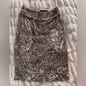Sequin Leopard Print Skirt